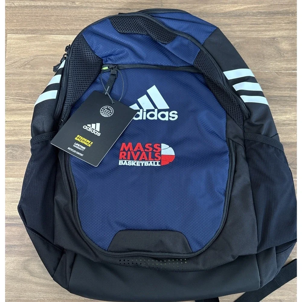 Adidas Stadium 3 Backpack Team Navy Blue Mass Rivals Basketball Bag 5154285 NEW